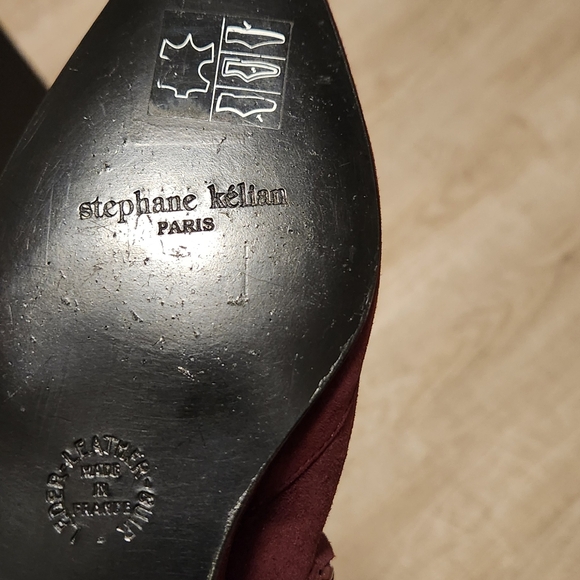 STEPHANE KELIAN PARIS Burgundy Suede Wedge Heeled Booties size 5 - Picture 8 of 10